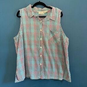 Vintage 90s Gingham‎ Button Down Women's Plus Size 26 Picnic Basic Editions